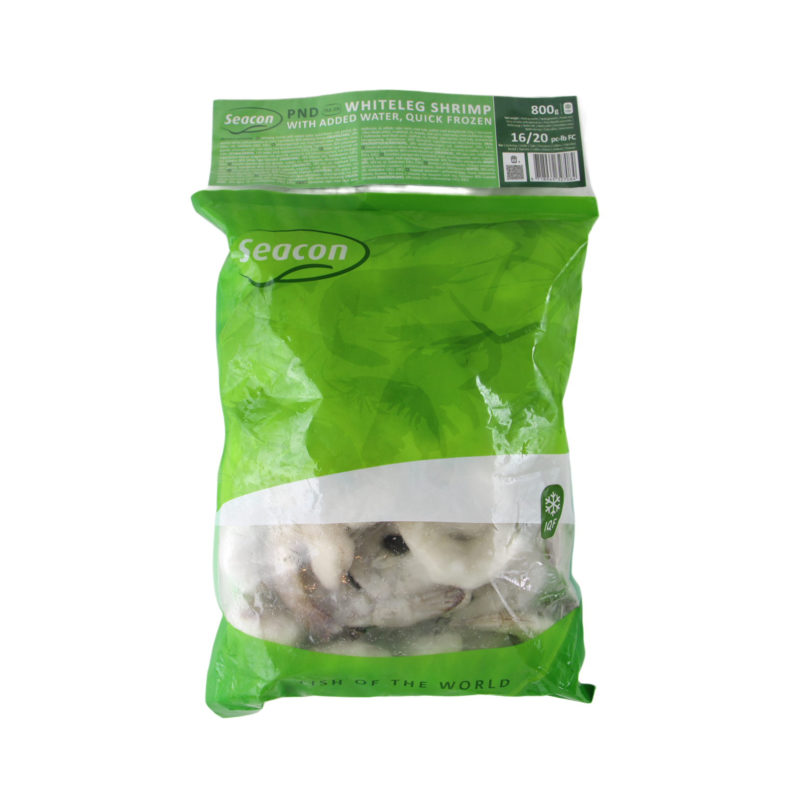 Whiteleg Shrimp Chutney Iqf, Tail-on 16-20, 20% Glaze 800gr