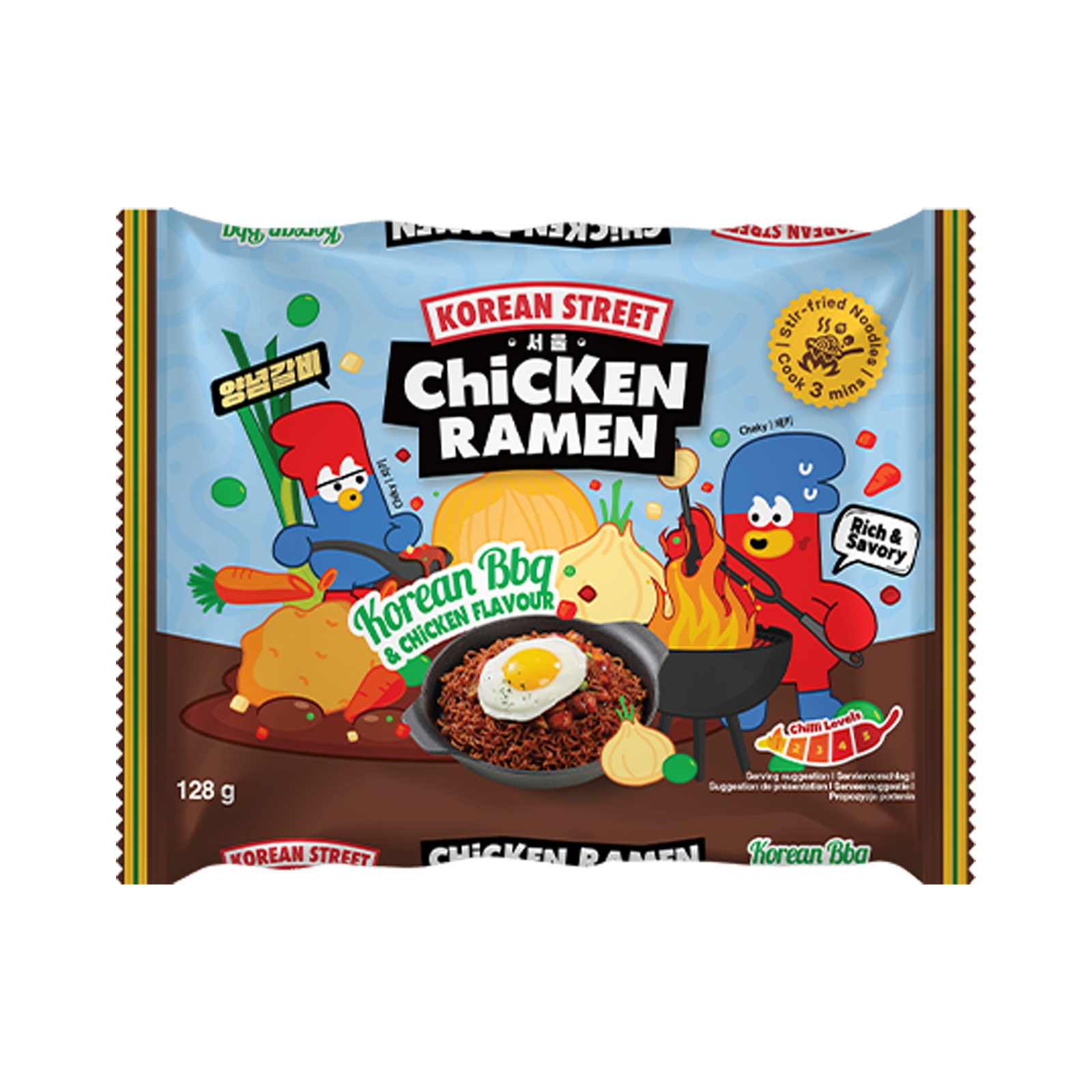 Chicken Ramen Instant Noodle Bbq & Chicken Flavor  128gr