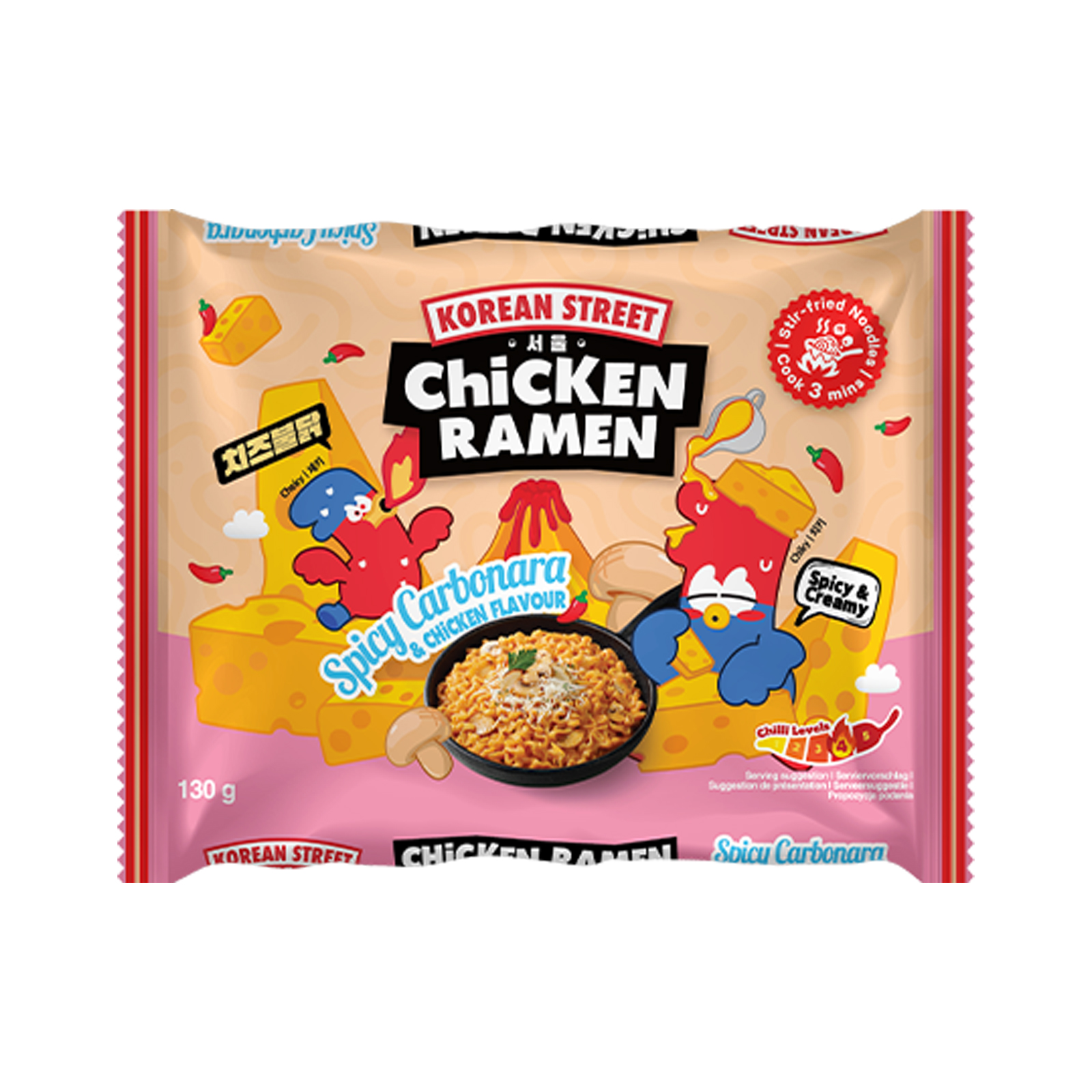 Chicken Ramen Instant Noodle Carbonara & Chicken Flavor, Spicy  130gr