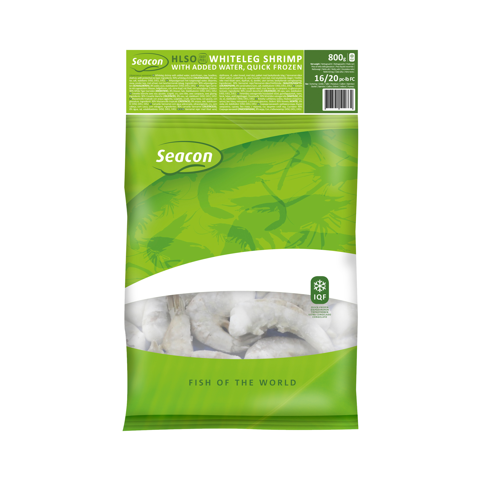 Shrimp Whiteleg 16/20 Raw Headless Shell On Added Water Iqf  800gr