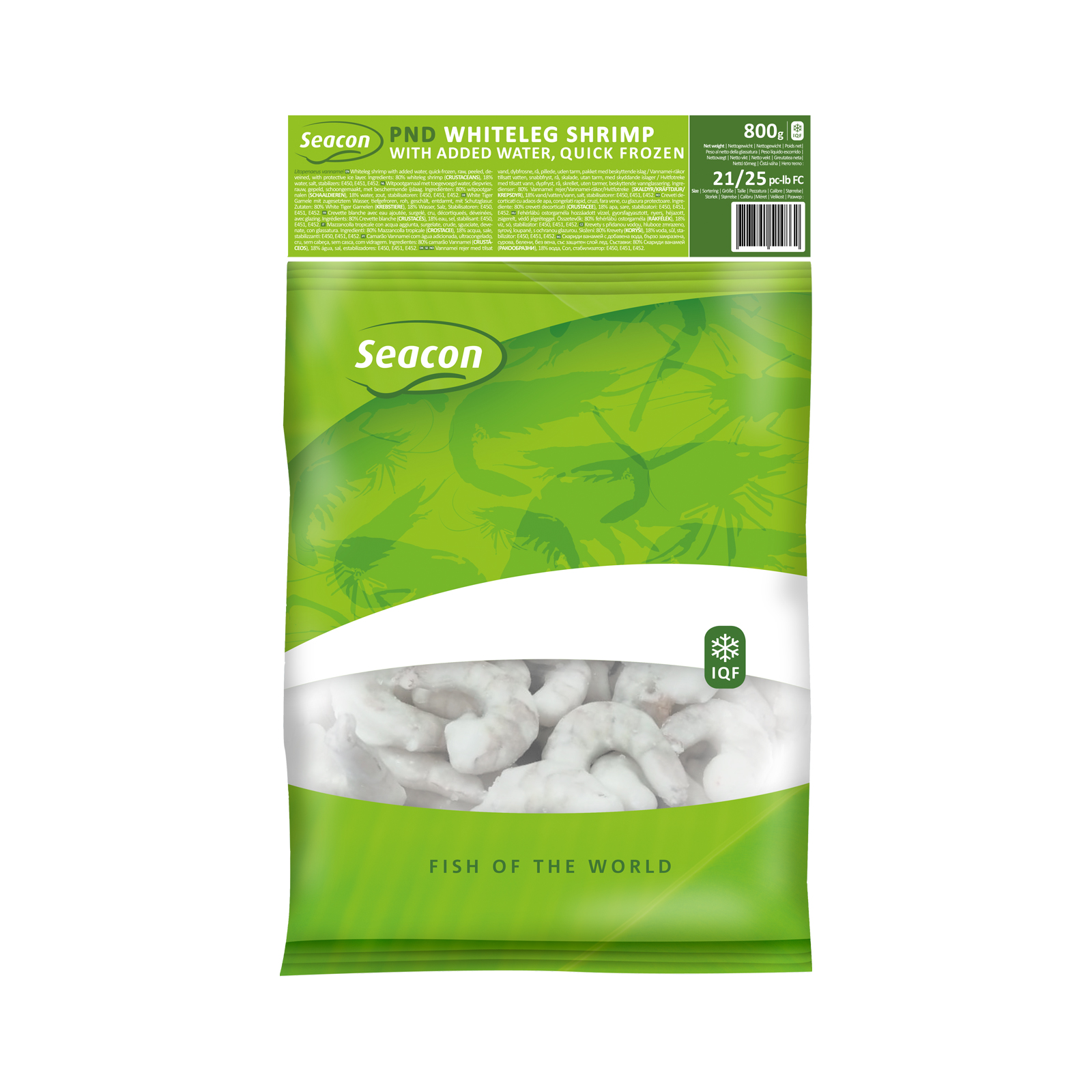 Shrimp Whiteleg 21/25 Raw Peeled Deveined Added Water Iqf  800gr
