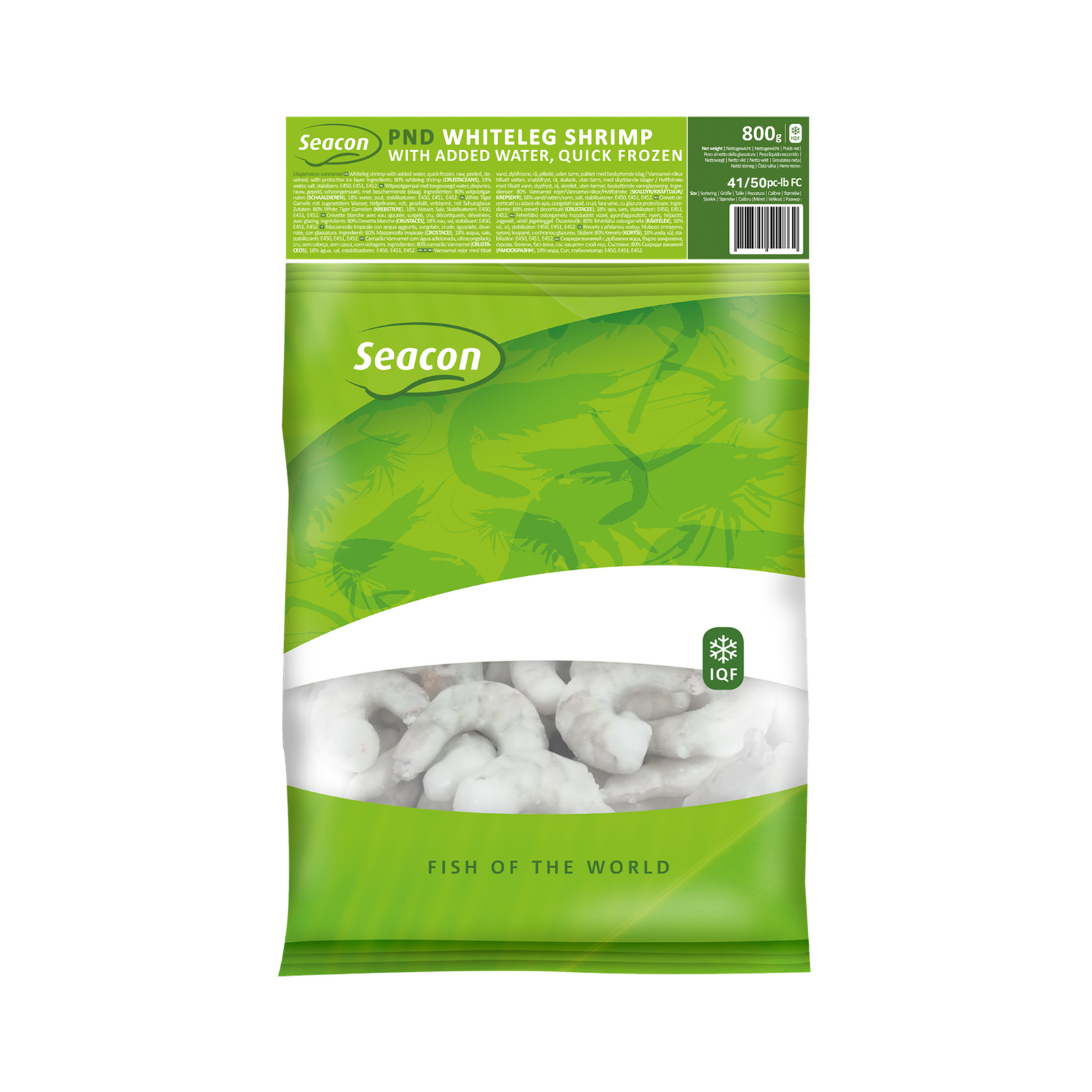 Shrimp Whiteleg 41/50 Raw Peeled Deveined Added Water Iqf  800gr
