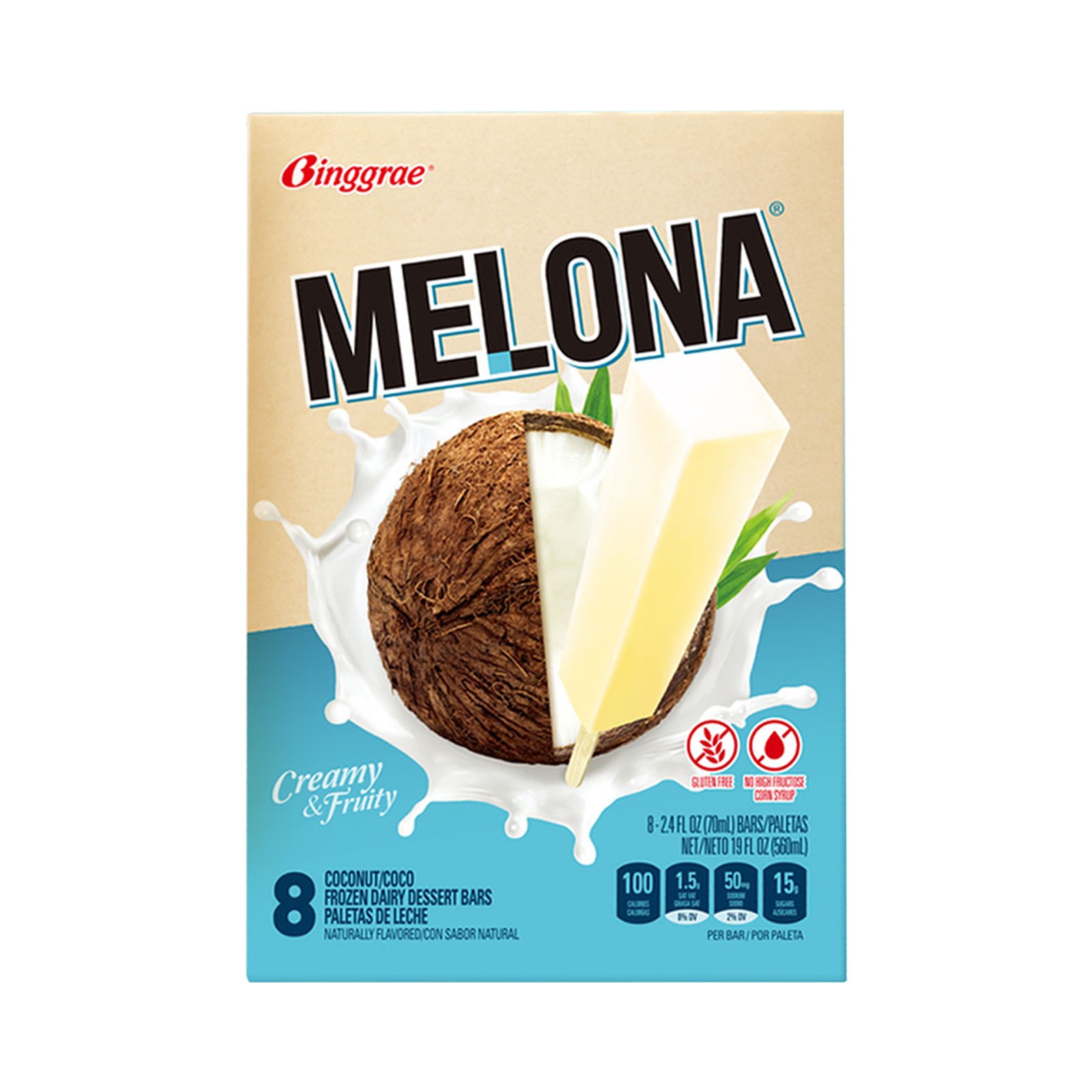 Coconut Ice Bar Melona 8pcs 560gr/560ml