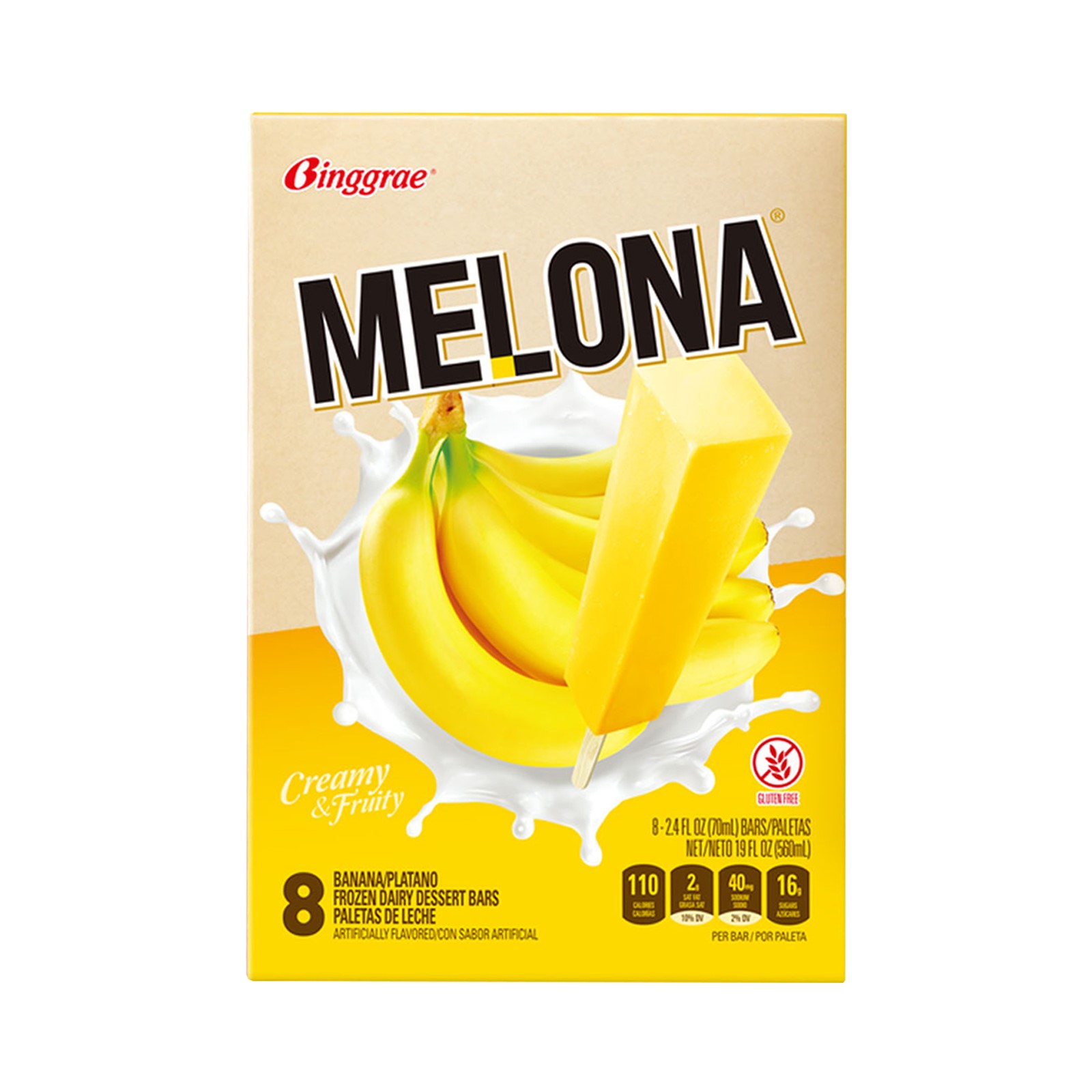 Banana Flavoured Ice Bar Melona 8 Pcs 560gr/560ml