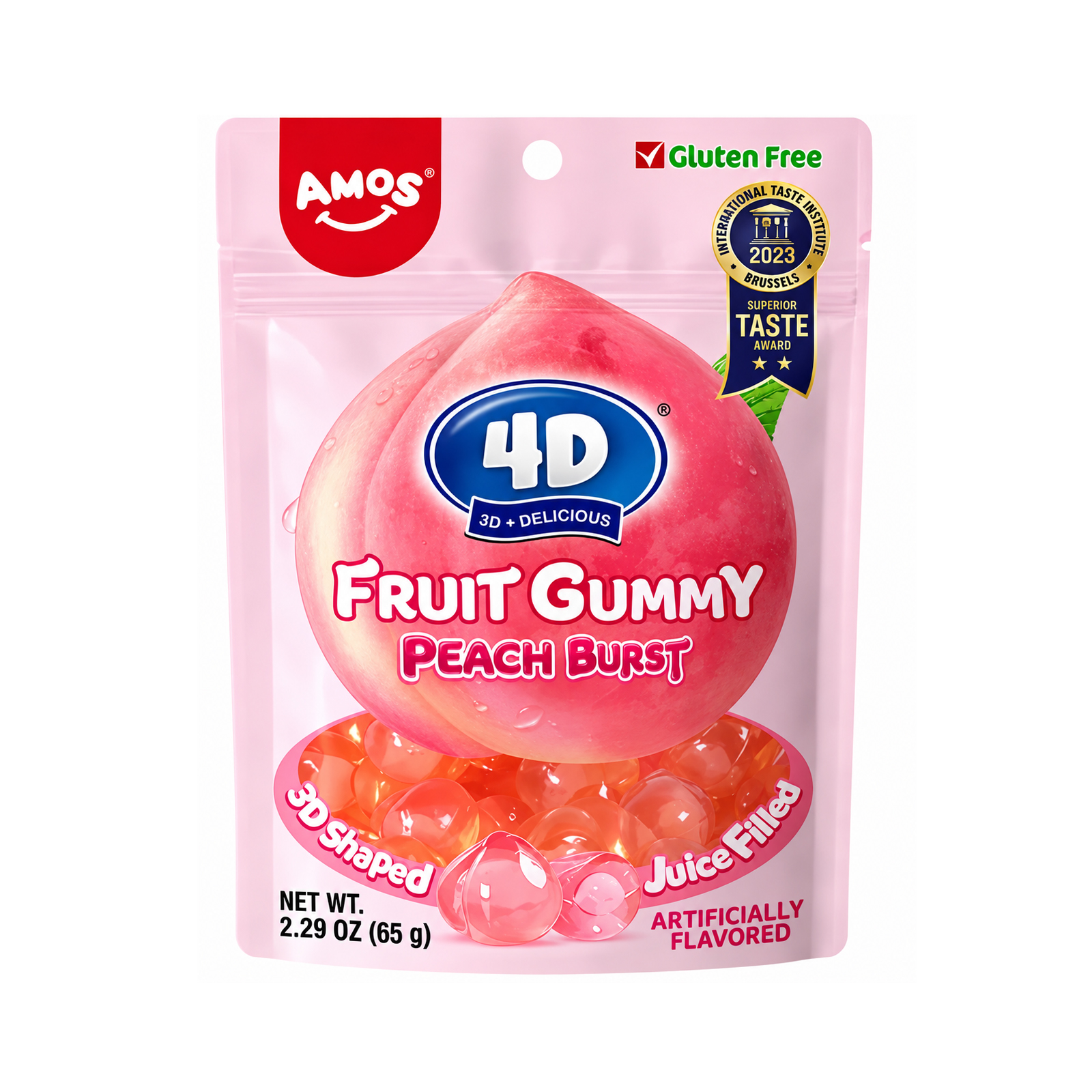Gummy Candy Peach Flavor 4d Fruit  65gr