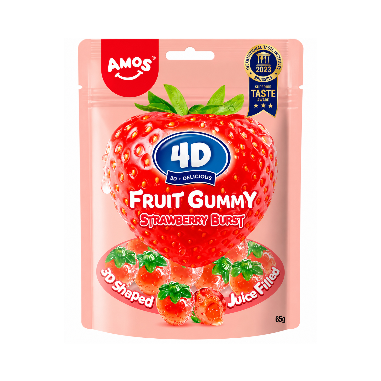 Gummy Candy Strawberry Flavor 4d Fruit  65gr