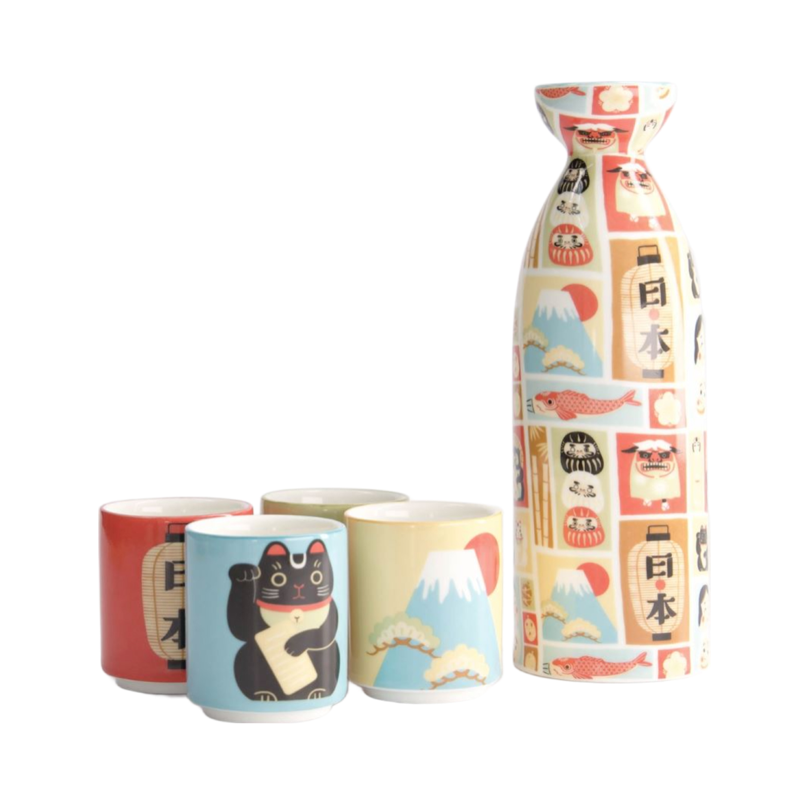 Kawaii Japan Sake Set Pot & 4 Cups 220ml/50ml 1set